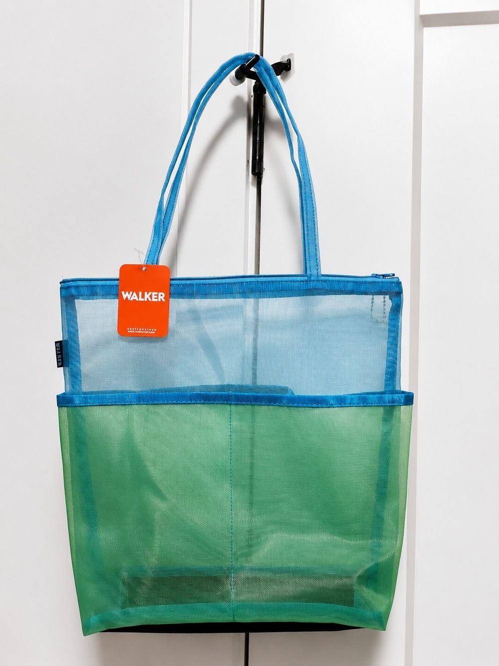 Women's Blue and Green Mesh Tote Bag